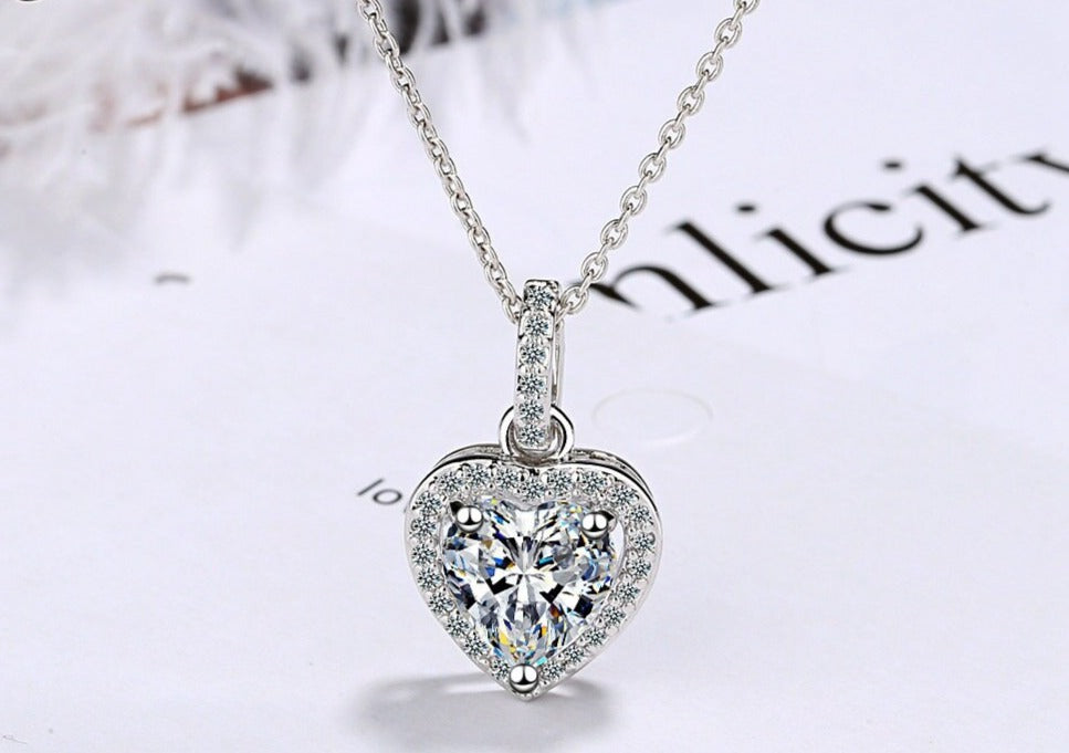 Cubic Zirconia Love Heart Necklaces