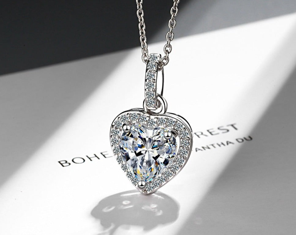 Cubic Zirconia Love Heart Necklaces