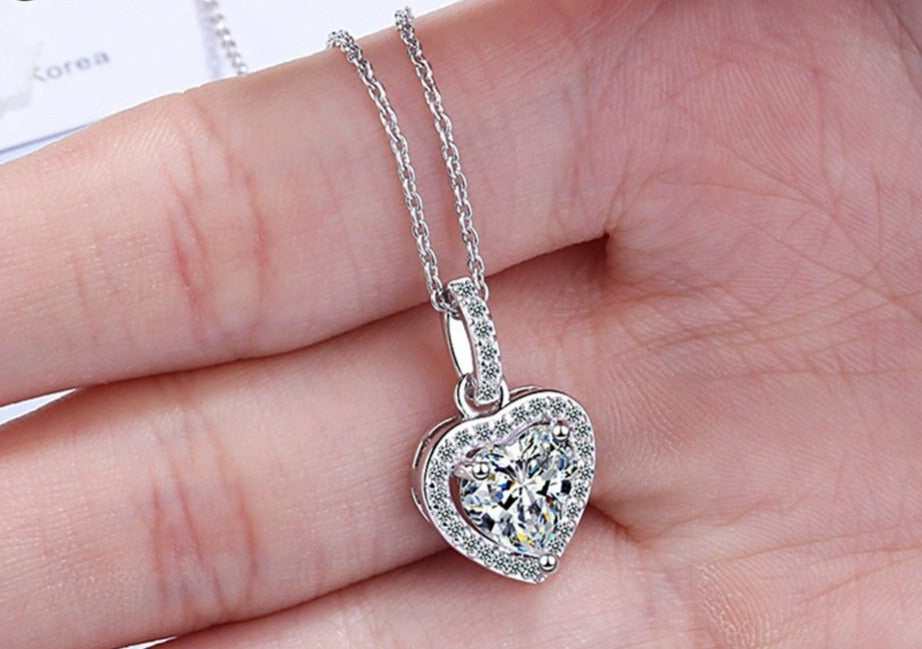 Cubic Zirconia Love Heart Necklaces