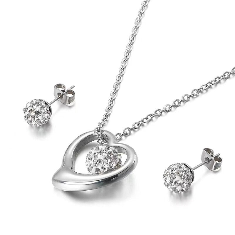 Romantic Heart Set of Necklace & Earrings