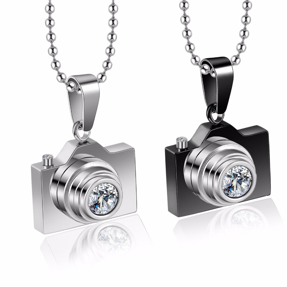 Stainless Steel Camera Pendant and Choker Necklace