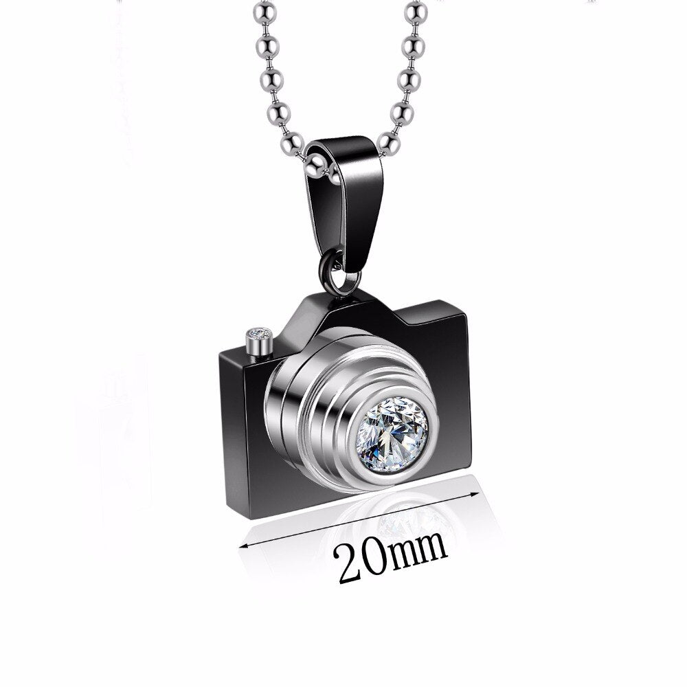 Stainless Steel Camera Pendant and Choker Necklace