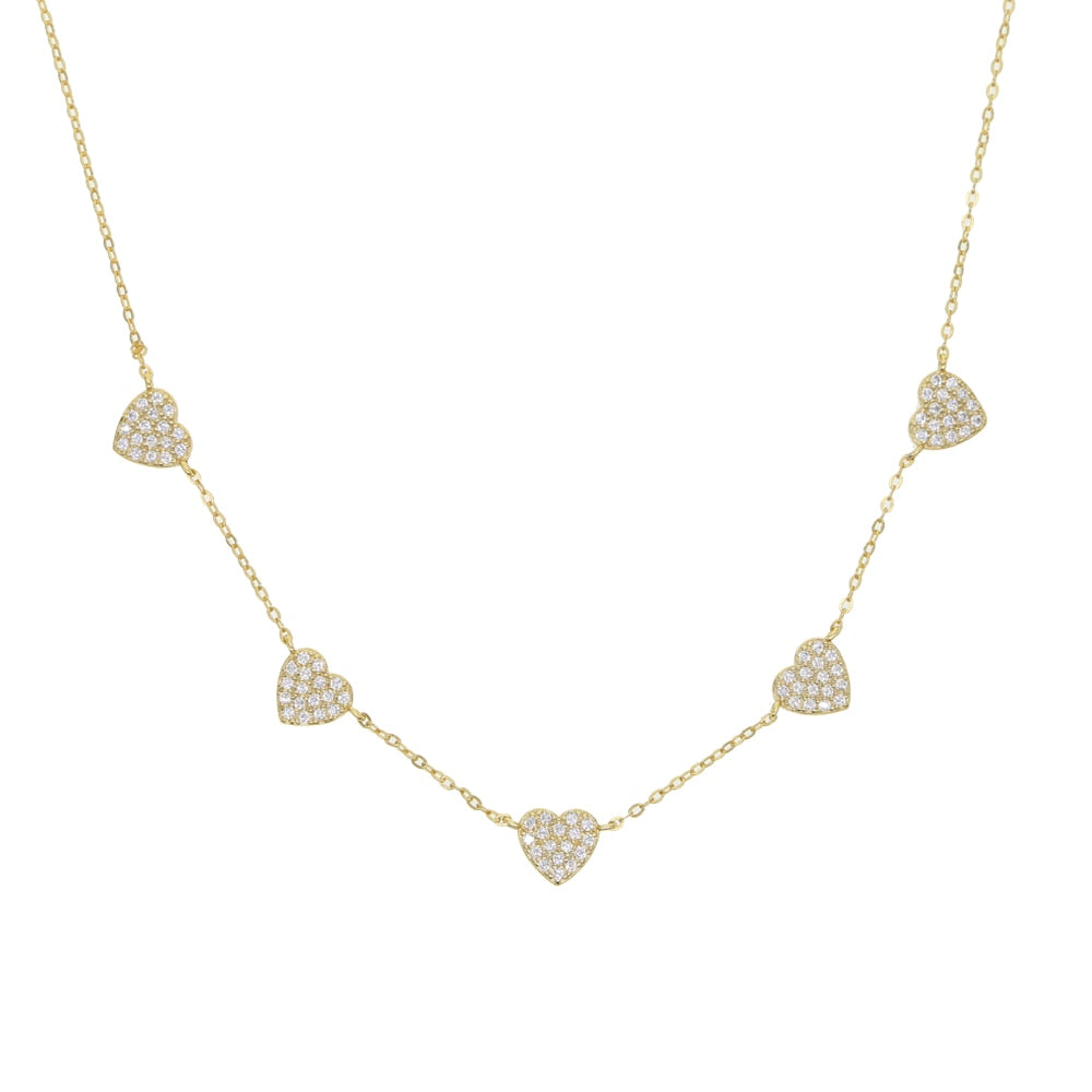 Sterling Silver Chocker Necklace with Hearts