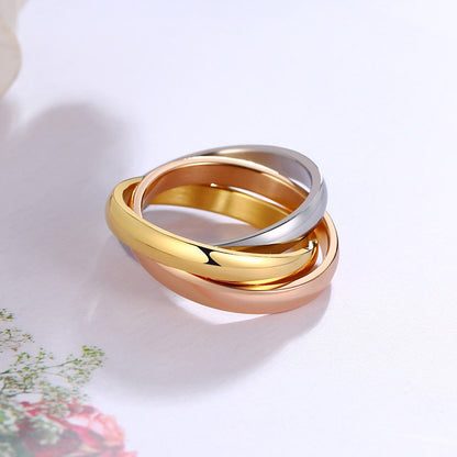 Silver, Yellow & Rose Gold plated 3 Rounds Ring