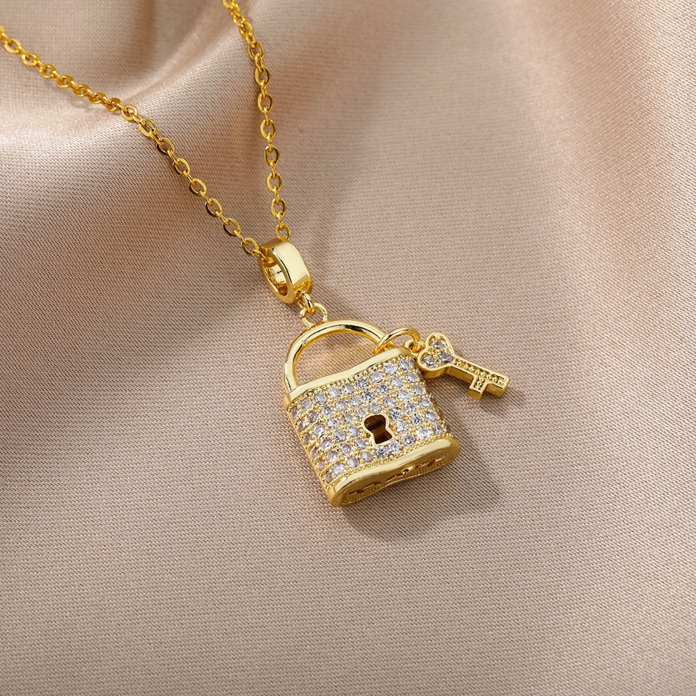 Lock & Key Pendants Necklaces