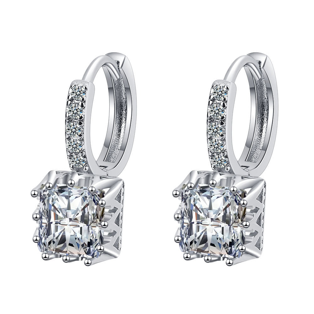 Needle Princess Crystal Square Drop Earring