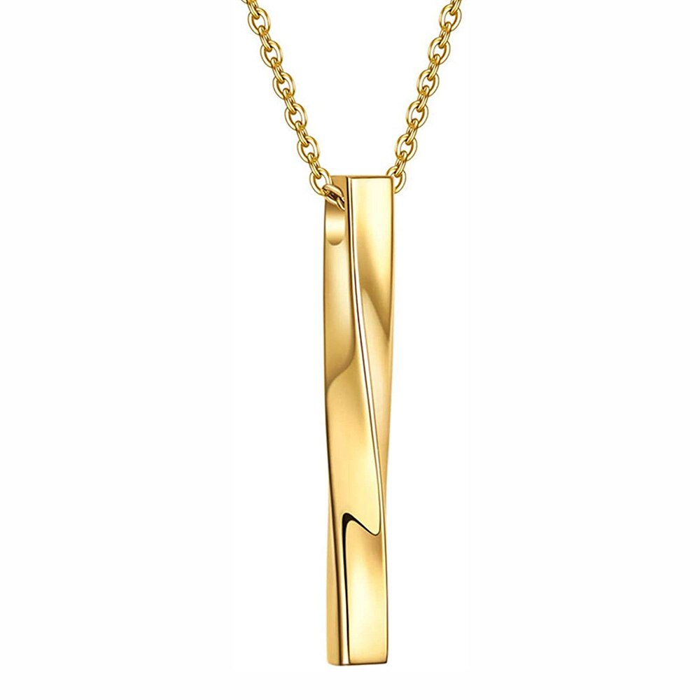 Stainless steel "Twisted Cube Bar" pendant and necklace