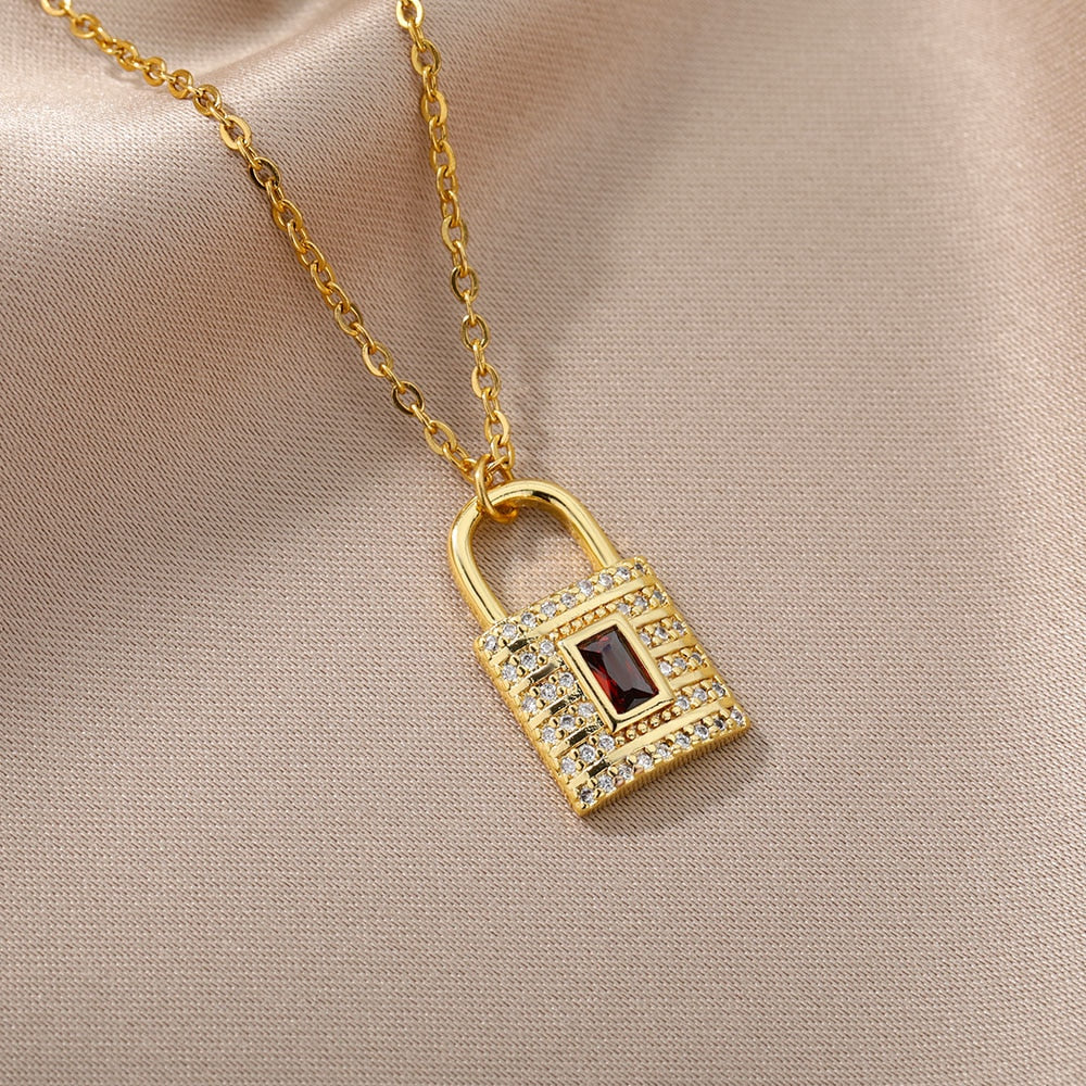 Lock & Key Pendants Necklaces