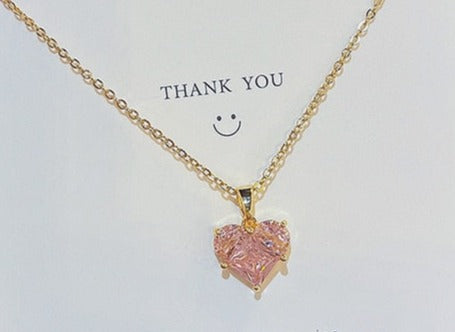 Pink Love Crystal Pendant Necklace