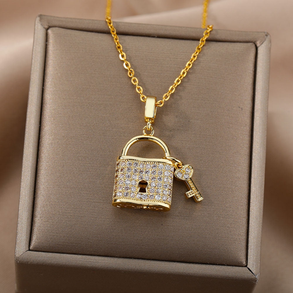 Lock & Key Pendants Necklaces